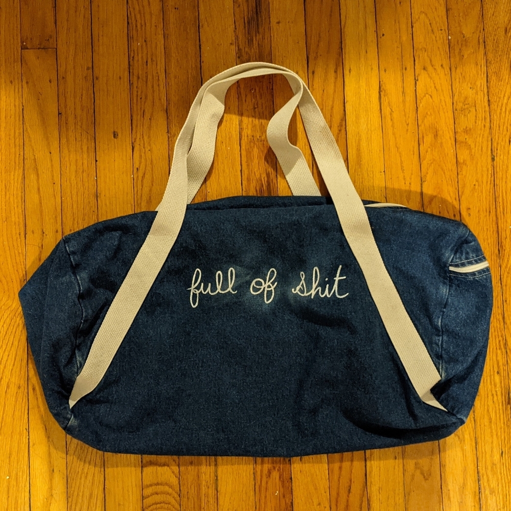 Stay at Home Club Full of Shit denim duffle